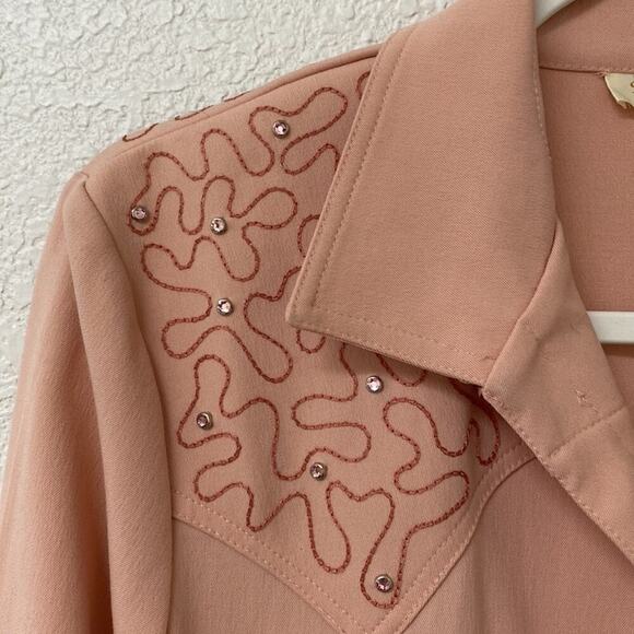 Vintage **Rare** Sage West Western Snap Pearl Button Long Sleeve Top - Picture 2 of 16